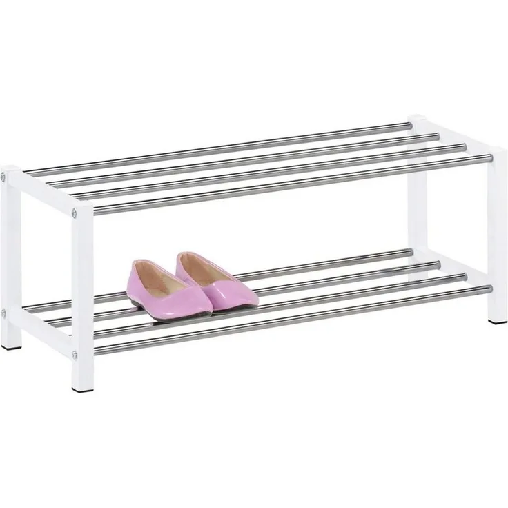 IDIMEX Schuhregal DUBLIN, Schuhständer mit 2 Ablagen, 90cm breit Schuhaufbewahrung Metall weiß