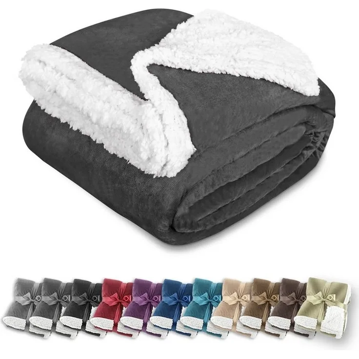 Wohndecke in Lammfell-Optik Kuscheldecke weich & flauschig - Sherpa Fleecedecke, Gräfenstayn, Warme Wolldecke & Sofaüberwurf Tagesdecke für Couch & Sofa
