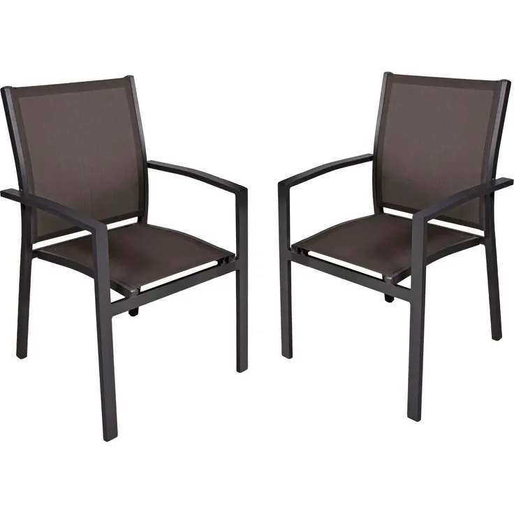 Stapelstuhl Gartenstuhl ELENA 2er Set Aluminium dunkelgrau