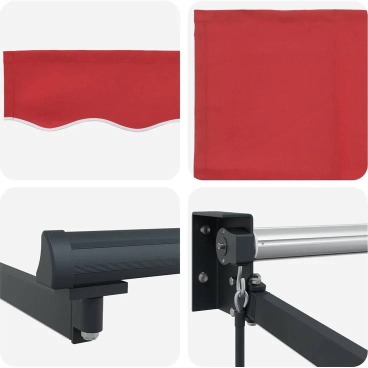 vidaXL Manuelle Gelenkarmmarkise mit LEDs Rot 4x3 m 3419471 – Bild 6