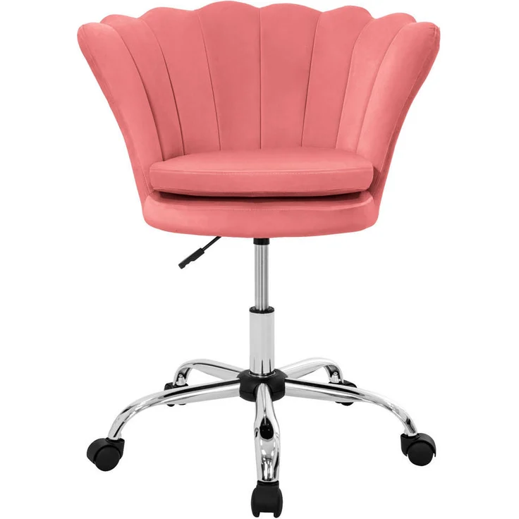 ML-DESIGN Drehstuhl, Pink, Ergonomischer Samtbezug mit Muschel-Design, Höhenverstellbar, 68x90x68 cm