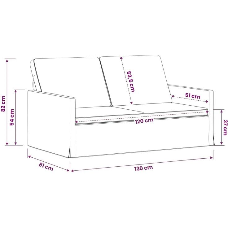vidaXL 2-Sitzer Sofa Schwarz 130 x 81 x 82 cm Stoff 42041042 – Bild 8