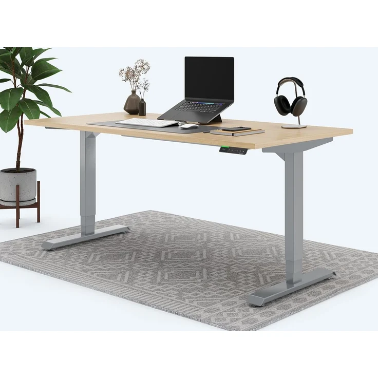 Desktopia Pro X - Elektrisch höhenverstellbarer Schreibtisch / Ergonomischer Tisch mit Memory-Funktion, Ahorn, Gestell Grau, 160x80 cm – Bild 1