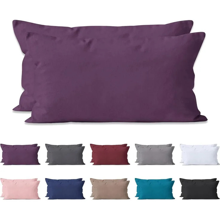 Hometex Premium Textiles Kissenbezug 2-er Set Kissenbezug Mikrofaser, Doppelpack Kissenhüllen ca. 95 g/m², Dekorative Dekokissen Sofakissen Lendenkissen Wurfkissenbezug mit Reißverschluss