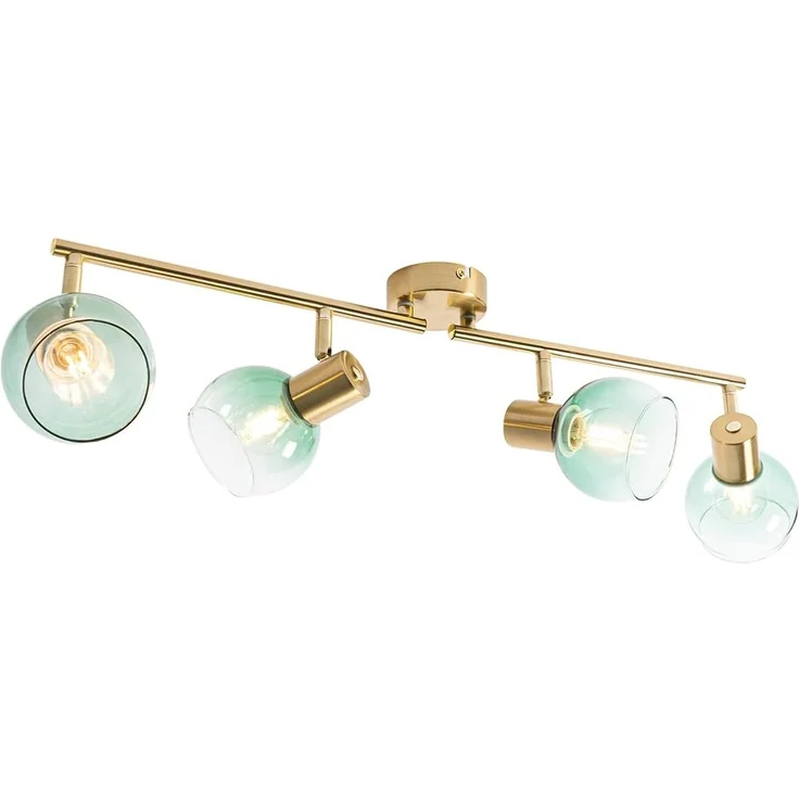 Qazqa LED Aufbaustrahler Vidro, ohne Leuchtmittel, E14, Grün, Art Deco, Stahl, 4-flammig – Bild 5