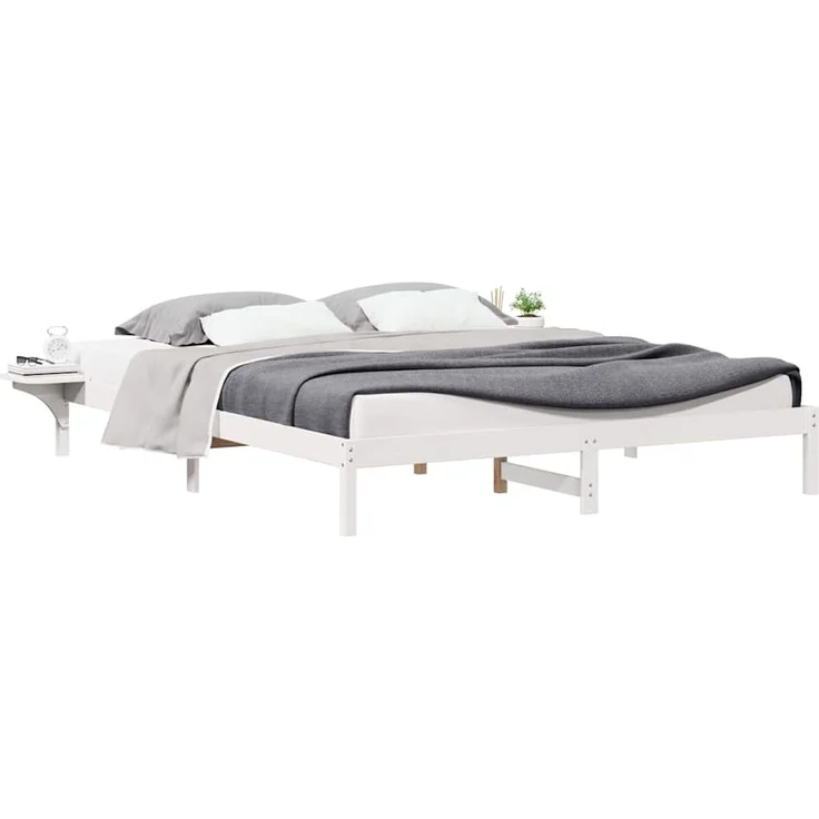 vidaXL Bettgestell mit Nachttischen Weiß 180 x 210 cm 873233 – Bild 2