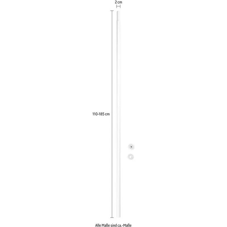 WENKO Teleskop-Duschstange 110-185 cm, Weiß, Aluminium rostfrei – Bild 3