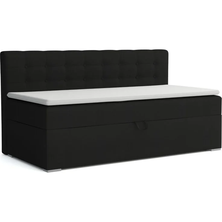 Deine Möbel 24 Boxspringbett Pati, Schwarz, 90x200 cm mit integriertem Bettkasten und Bonell-Federkern-Matratze H3