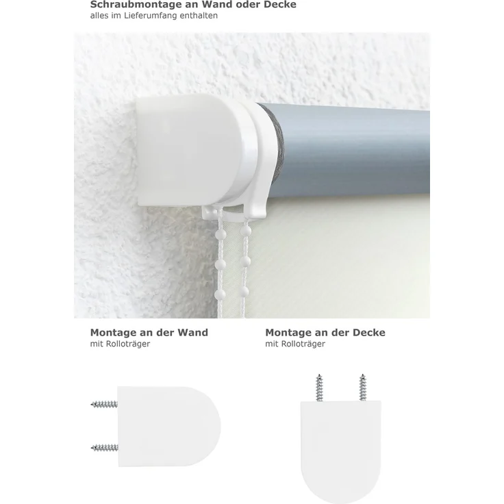Lysel Outlet - Verdunkelungsrollo Thermo Streifen Weiß, (B x H) 82cm x 175cm in weiß/weiß – Bild 3