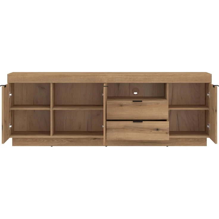 Wohnwand >Delamar< (3-teilig) in Coast Evoke Eiche Dekor - 266x165x40 (BxHxT) – Bild 6
