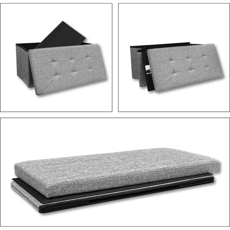 VCM Sitzbank Boxas 921043 Grau H. 38 x B. 76 x T. 38 cm – Bild 2