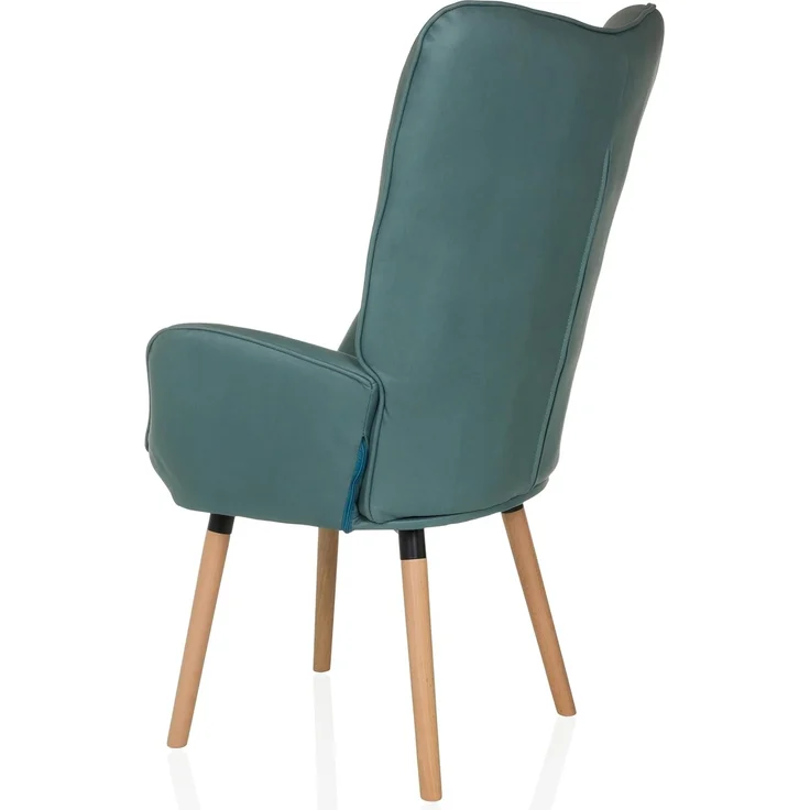 hjh LIVING Ohrensessel in Velour-Optik HAVENIO I Sessel für Wohnzimmer Schlafzimmer, Polsterstuhl mit Holzbeinen, Stoff Mint – Bild 9