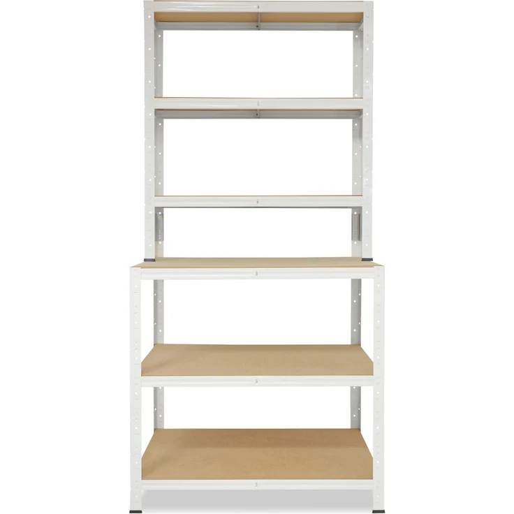 shelfplaza HOME 190x80x60 cm Werkbank Regal in weiß mit 6 Böden und 145 kg Traglast pro Boden – Bild 5