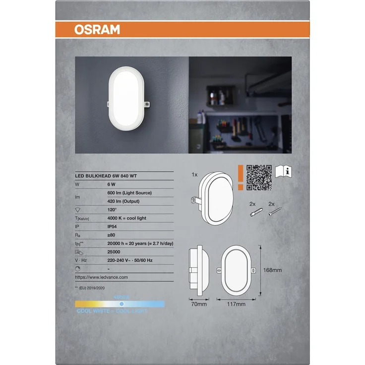 Osram LED Ovalleuchte Bulkhead 6 W weiß kaltweiß – Bild 3