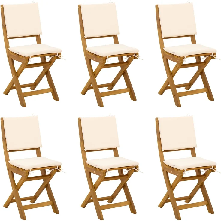 vidaXL Außen Bistro-Stühle mit Kissen 6 pcs Cremeweiß 38 x 46 x 85 cm 3416293 – Bild 2
