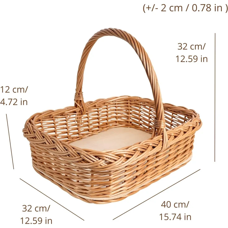 Creative Home Tablett Weidentablett Korbtablett mit Henkel, Boden aus unbehandeltem – Bild 3
