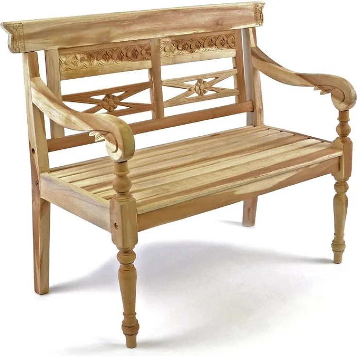 VCM Gartenbank 2-Sitzer Kinderbank aus massivem Teak Holz, antik, 80 cm, witterungsbeständig, unbehandelt