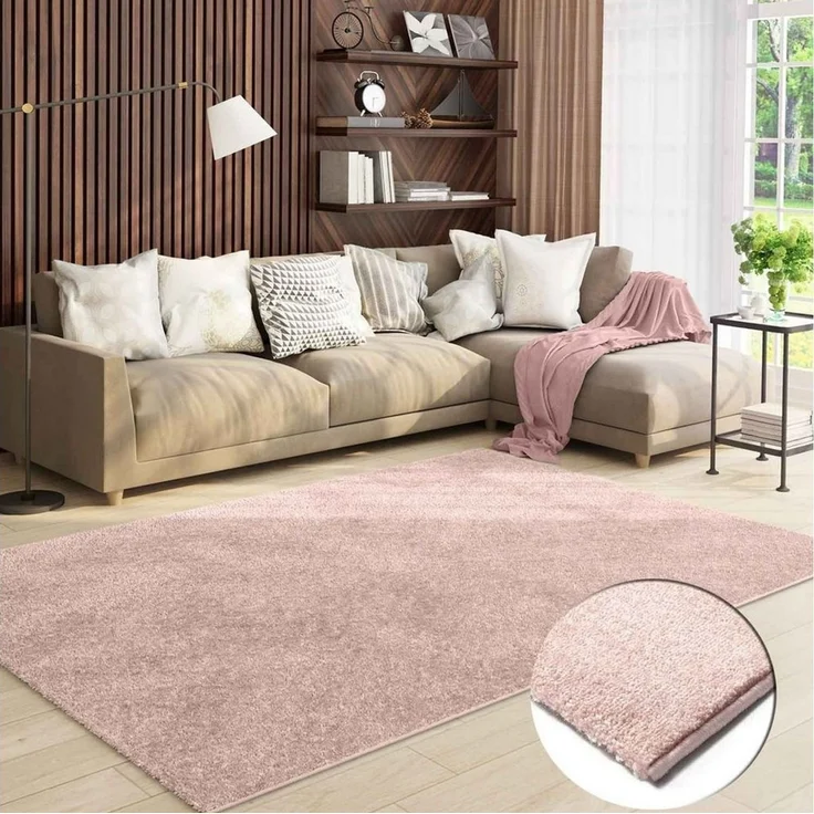 Vimoda Teppich Teppich Wohnzimmer Kurzflor, Rechteckig, Höhe: 8 mm, Teppich Einfarbig weich gewebt, Modern, in Versch. Größen & Farben – Bild 5