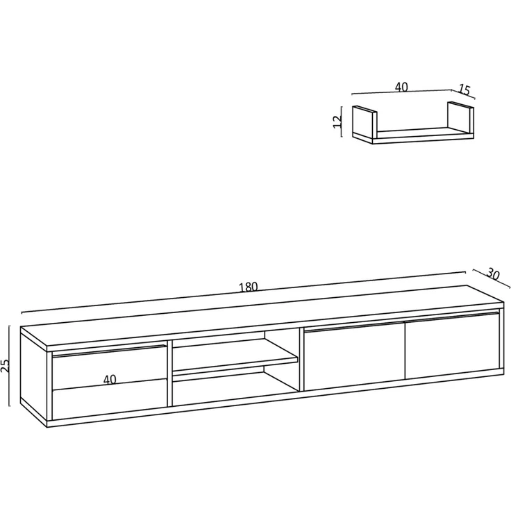 Calicosy TV-Schrank 3 Türen 2 Fächer Eiche Saphir Dekor L180 cm - HEKA - Helles Holz – Bild 4