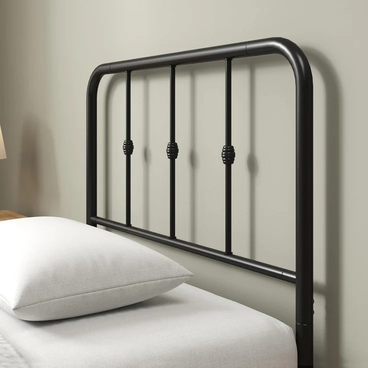 Zinus Florence Bett 90x200 cm – 35 cm hoch – Metallbettgestell mit Kopf- und Fußteil – Bett mit Lattenrost – Bettgestell im Vintage-Design – Stauraum unter dem Bett – Schwarz – Bild 4