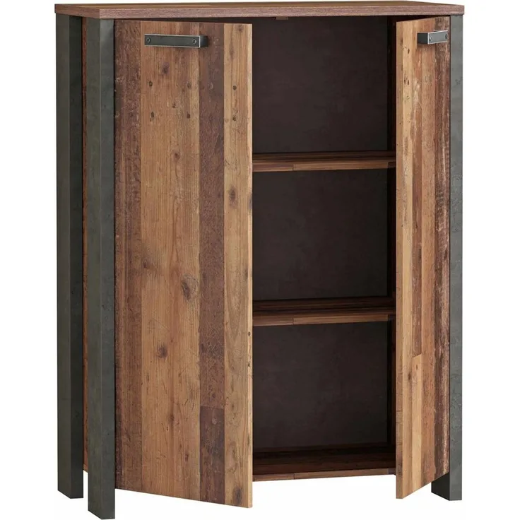FORTE Clif Schrank, Holzwerkstoff, Grau/Braun, 86,7 x 115,1 x 41,6 cm
