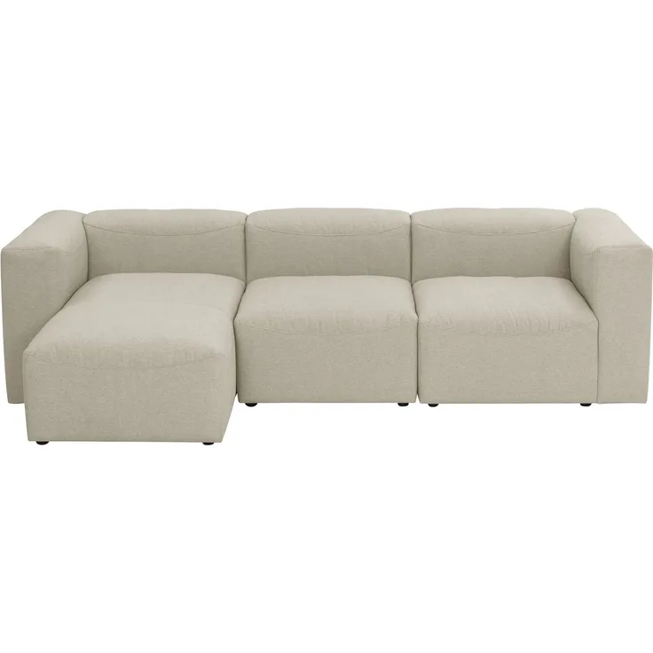 Sofa 3-Sitzer mit Ottomane Kattrina Flachgewebe creme
