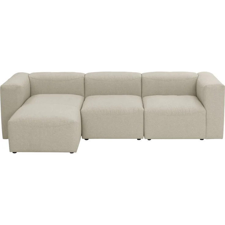 Sofa 3-Sitzer mit Ottomane Kattrina Flachgewebe creme – Bild 1