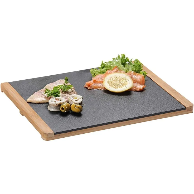 Kesper Servierplatte Schiefer/ Bambus 34 x 26 x 1. 5cm schwarz/ braun