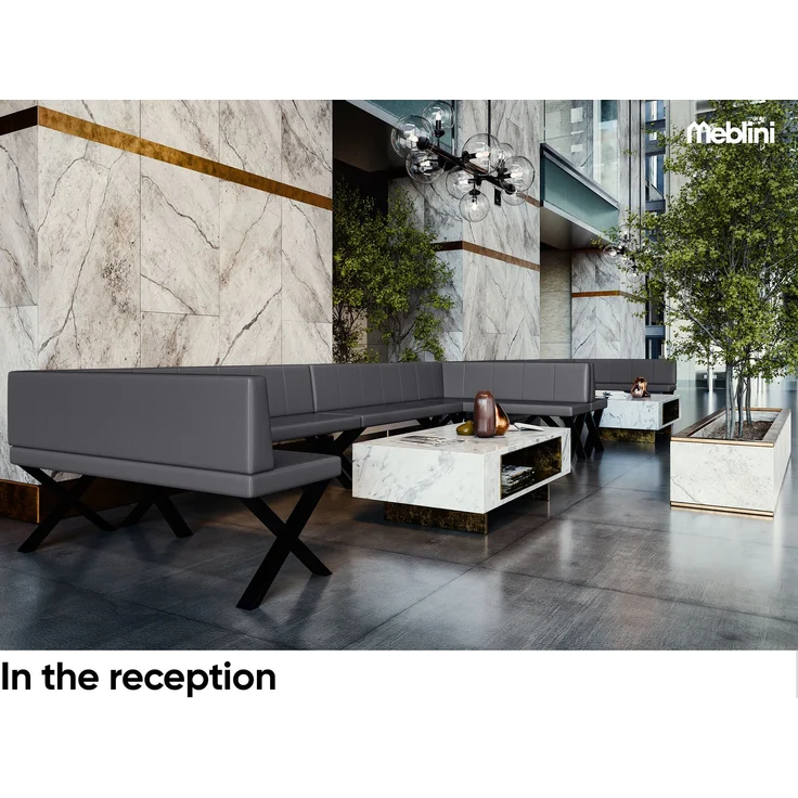 MEBLINI Eckbank für Esszimmer - Küchenbank - Essecke - Sitzecke Küche - PETER - X-Beine 142x196x87cm Links - Grau Kunstleder – Bild 3