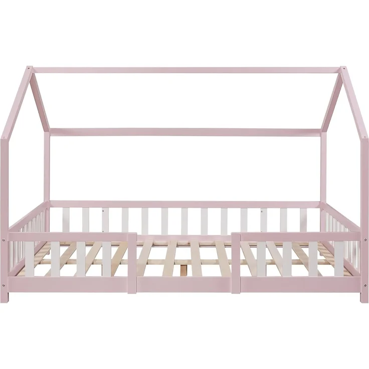Kinderbett Sisimiut mit Matratze und Rausfallschutz 140x200 cm Rosa/Weiß [en. casa] – Bild 5