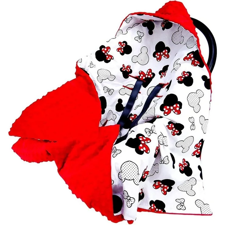 Einschlagdecke Doppelseitige Einschlagdecke für Babyschale Autokindersitz Mickey rot, Welt der Träume, Made in Europe