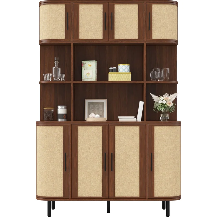 DESVIAE Sideboard Nussbaum aus MDF – 120x180x20 cm – 8 Türen, Flechtoptik – Bild 7