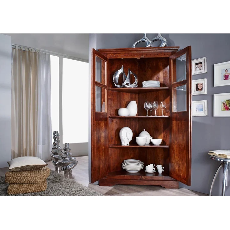 Eckschrank Akazie 108x57x183 nougat lackiert OXFORD #410 – Bild 1