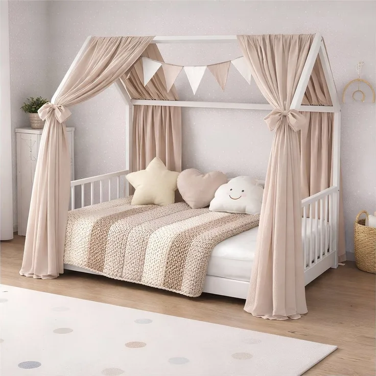 Baby-Delux Betthimmel Baby Betthimmel Kinderbett (2-tlg), Betthimmel Musselin Hausbett Baumwolle Deko