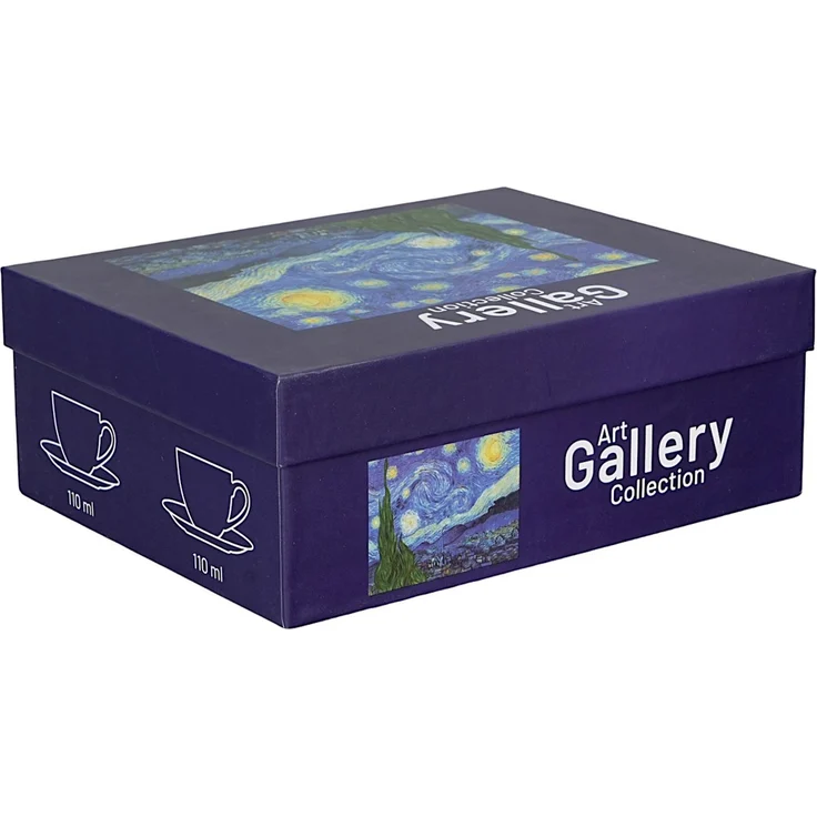 DUO ART GALLERY 2er-Set Espressotasse mit Untertasse STARRY NIGHT inspired by Van Gogh, New Bone China Porzellan – Bild 6
