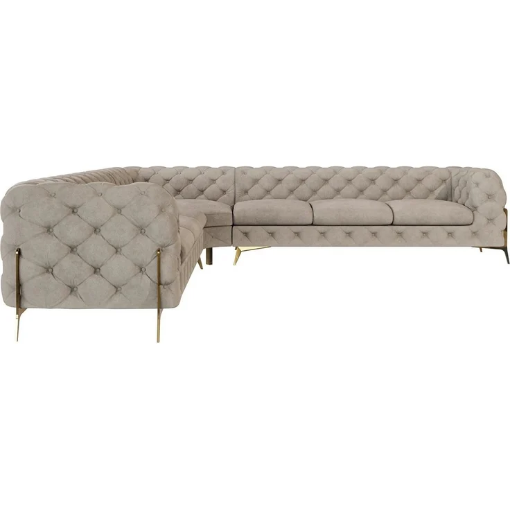 S-Style Möbel Ecksofa Chesterfield Ashley mit Goldene Metall Füßen, mit Wellenfederung – Bild 2