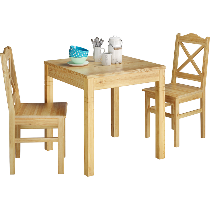 Schöne Sitzgruppe mit Tisch und 2 Stühle Kiefer natur Massivholz 90.70-50 B -Set 20 – Bild 2