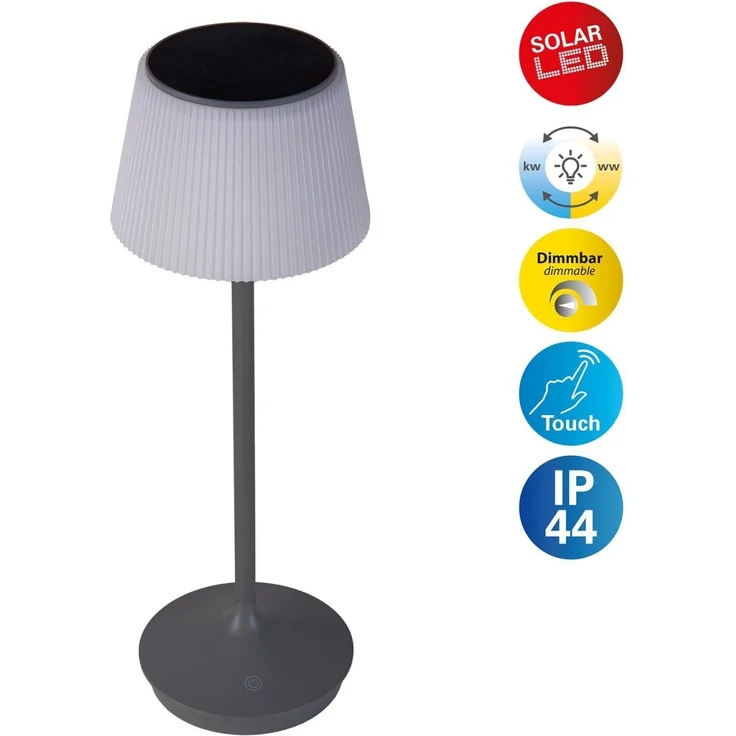 Tischlampe kabellos Outdoor Solar Tischleuchte Dimmbar Solarleuchte Grau 5310716 – Bild 5