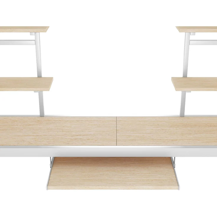 EINHOM Hochbett, 90 x 200 cm, Bettgestell Metallbett, Eisenbett, Hochbett mit Schreibtisch und Zwei Bücherregalen für Kinder, Jugendliche und Erwachsene, Weiß (Ohne Matratze) – Bild 4