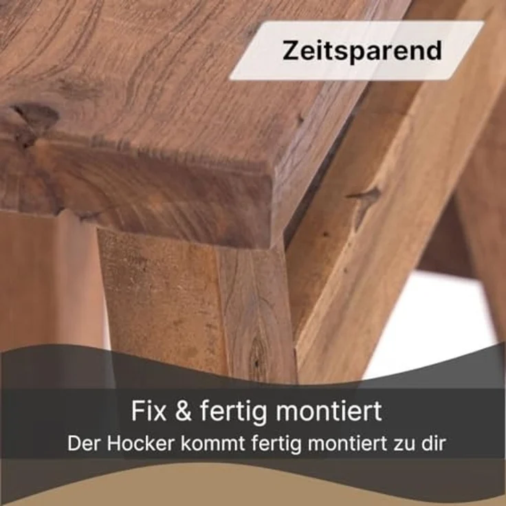 Hocker HOCKER Noah 50 Recyclingholz massiv naturfarben – Bild 4