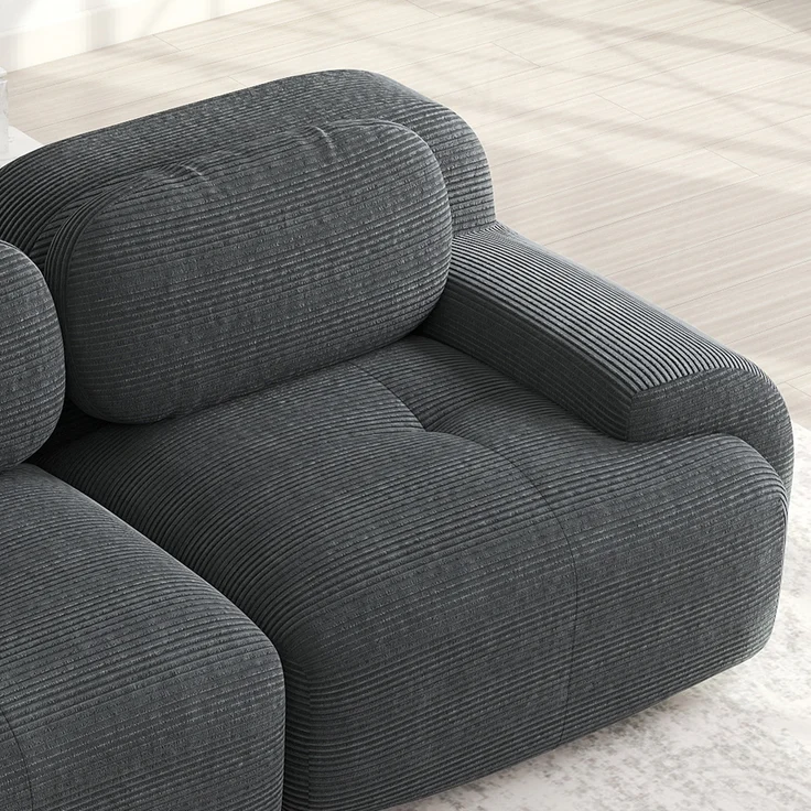 4-Sitzer-Sofa aus weichem Cordstoff,32D hochelastische Polsterung haustierfreundlich und ergonomisch vakuumverpackt frei kombinierbar ohne Montage für Schlafzimmer und Büro,Cordstoff,Grey, – Bild 7