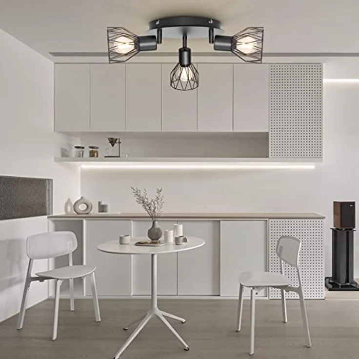 Dehobo Led Deckenstrahler Schwenkbar 350°, Deckenleuchte E14 3 Flammig Schwarz, Spotleuchte Wand, Deckenlampe Spots Led, LED Wandstrahler für Küche, Wohnzimmer, Schlafzimmer, Nein E14 Leuchtmittel – Bild 9