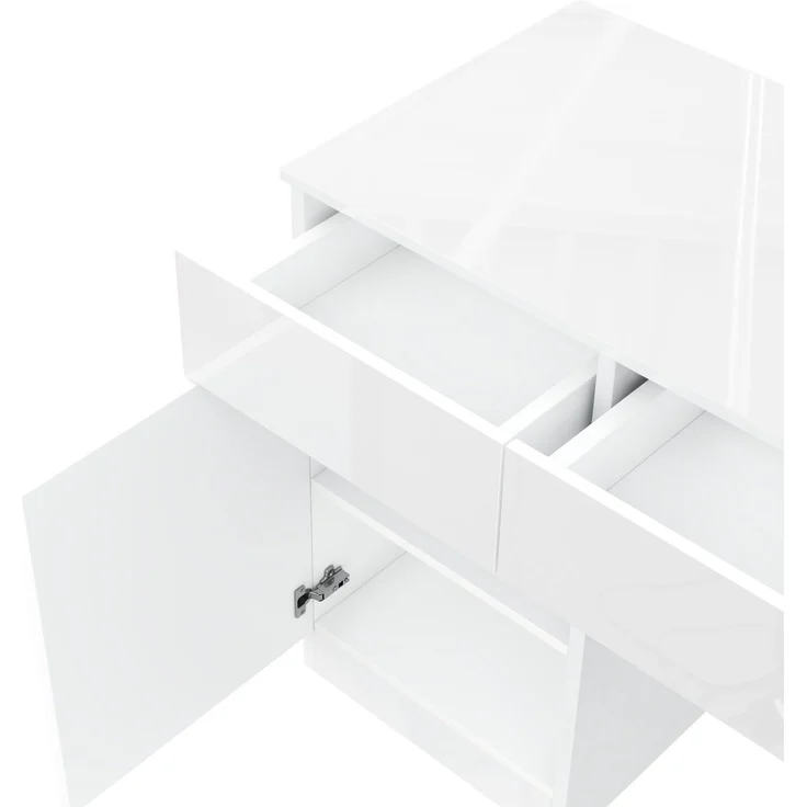 Schreibtisch aus Spanplatte mit LED-Beleuchtung und Stauraum, 120x50x78 cm, Weiß – Bild 7