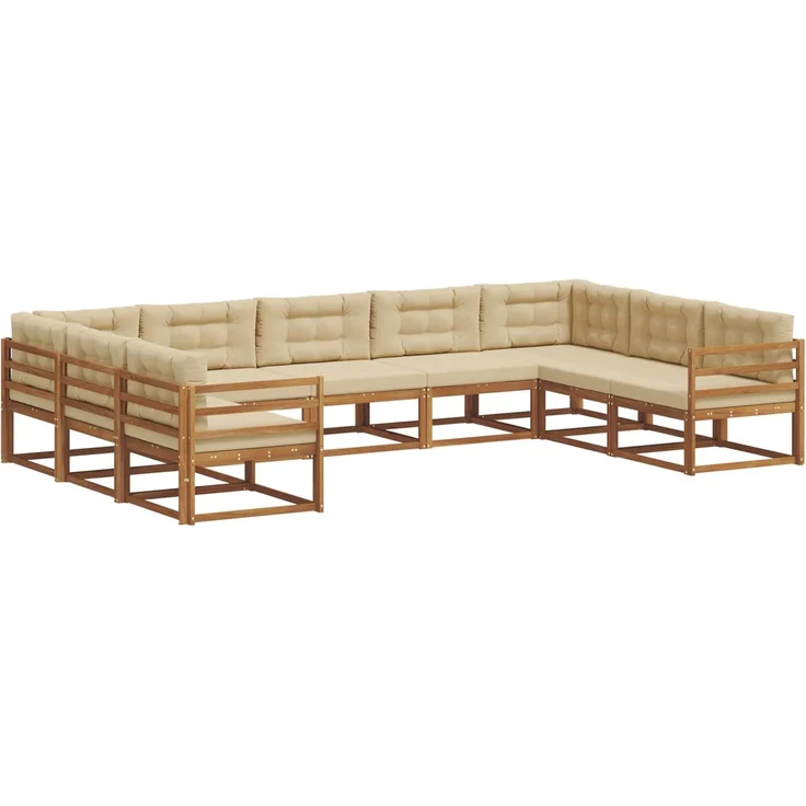 vidaXL Outdoor-Sofagarnitur 9 stk. 9-Sitzer Natur und Beige 3368156 – Bild 2