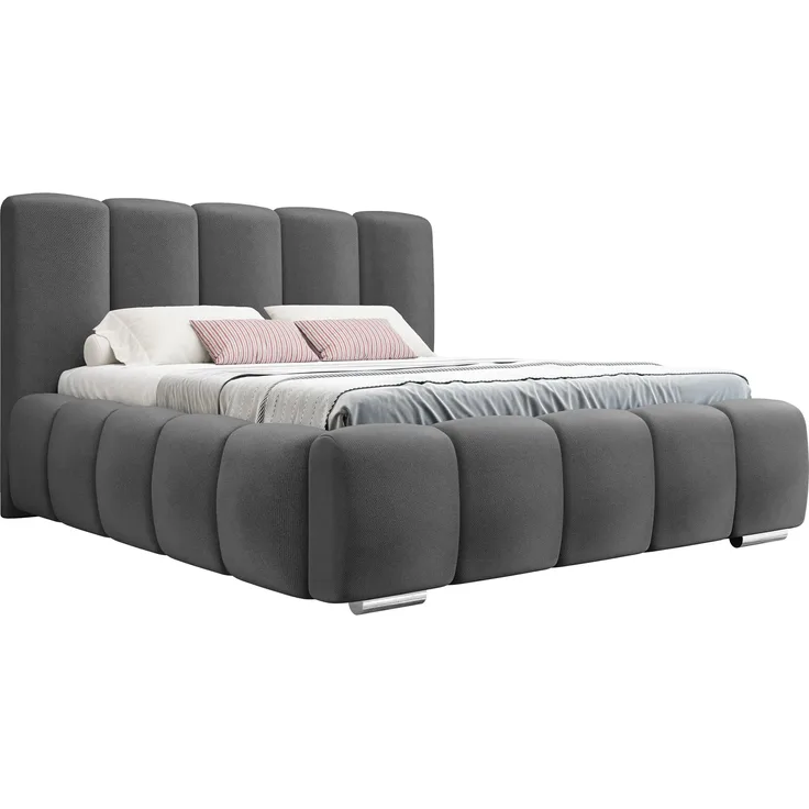 mirjan24 'Widoni' Polsterbett, Plüsch, Grau, 160x200 cm