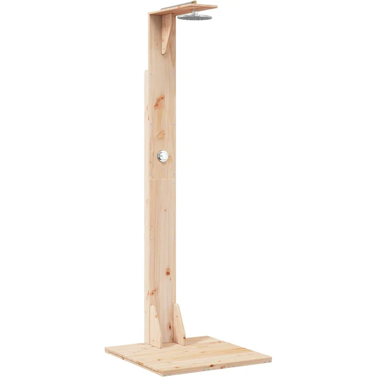 vidaXL Gartendusche 214,5 cm Massivholz Kiefer und Edelstahl Natur 886344 – Bild 2