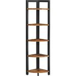 Vasagle Eckregal mit 5 Ablagen, 30 x 30 x 150 cm, Industrie-Design, vintagbraun-schwarz