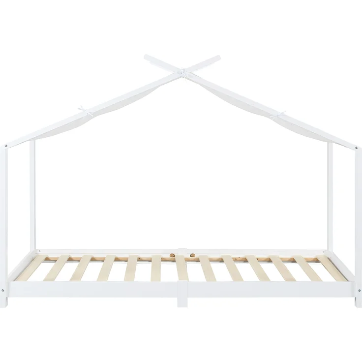 Hausbett Kinderbett Brome aus Holz 90x200 cm weiß mit Lattenrost [en. casa] – Bild 5