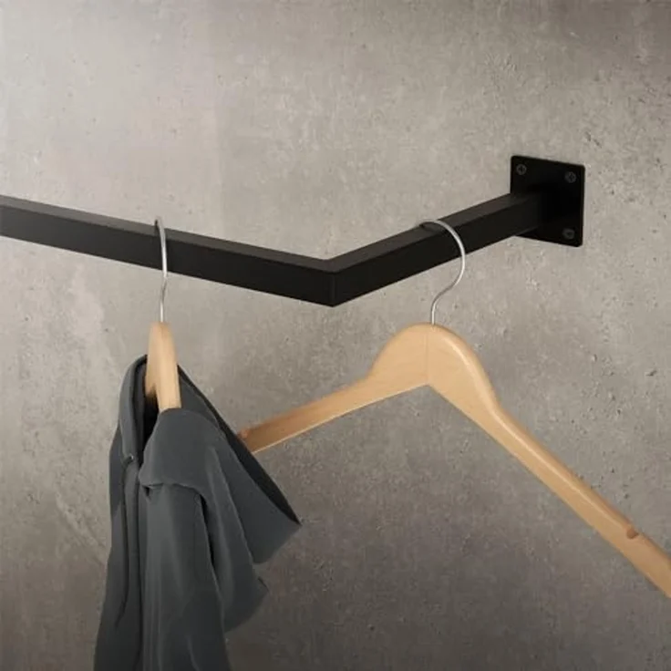 ML-DESIGN Kleiderstange Wandgarderobe Rechteck für die Wand aus Stahl inkl. Montagematerial (3 St), Garderobenstange 90x30 cm Schwarz U-Form Kleiderständer Kleidergestell – Bild 7