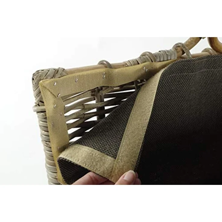 Kobolo Kaminholzkorb Holztrage Rattan grau abnehmb. Jutestoff dunkel – Bild 6